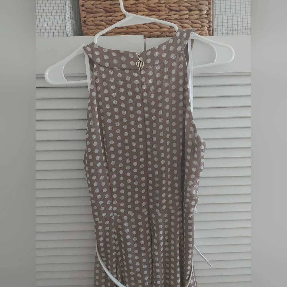 TOMMY HILFIGER Womens Tan Belted Lined Sleeveless Midi Fit + Flare Dress-6 - Picture 6 of 8